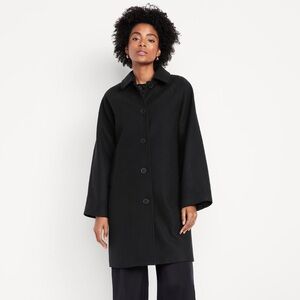 Relaxed Button Front Mac Black Coat